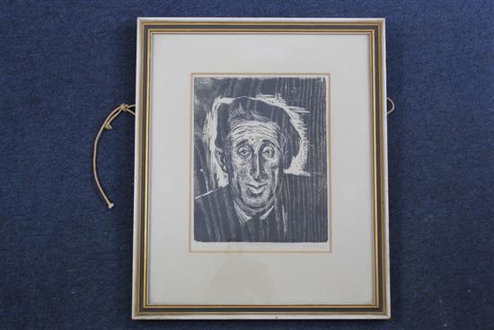 Petrov, woodblock engraving head study and Burgess? Portrait of Garth Mead